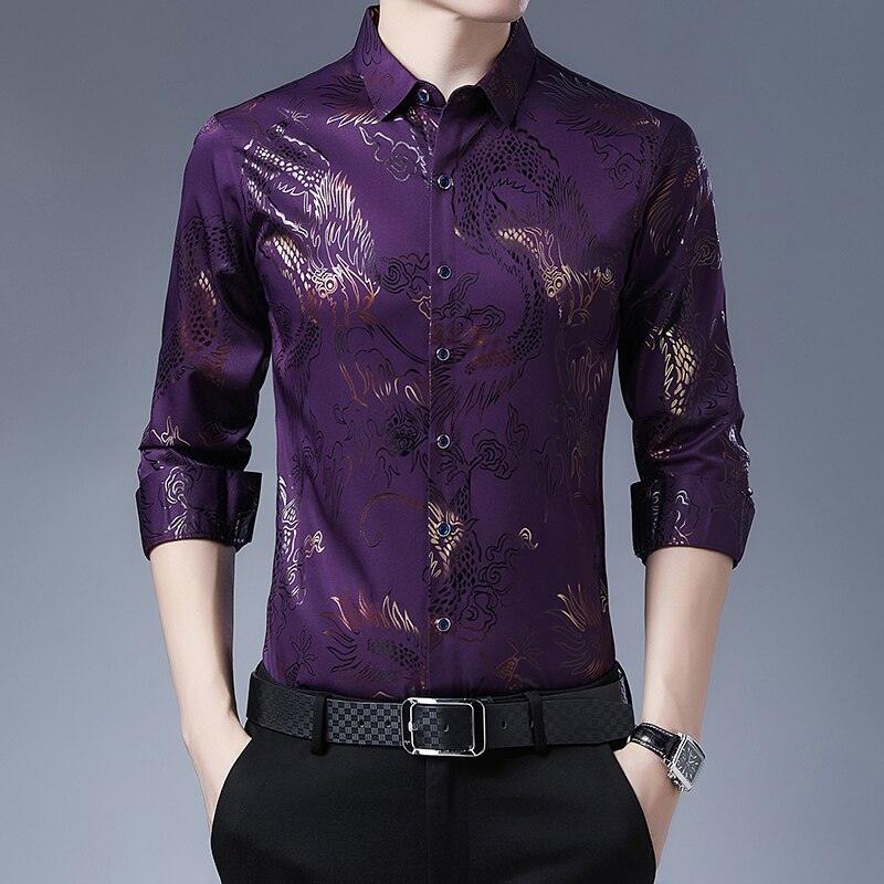 Camisa Masculina de Seda Manga Longa Glamour - FOXMENS