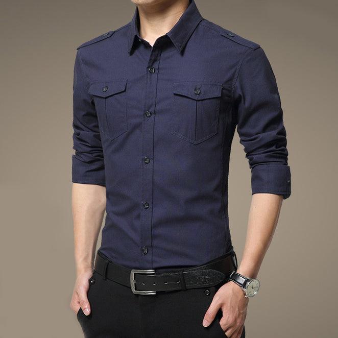 Camisa Masculina Manga Longa Militar Refined - FOXMENS