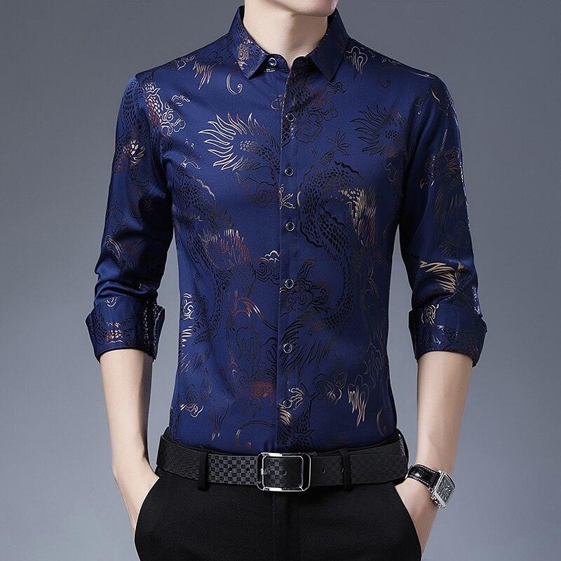 Camisa Masculina de Seda Manga Longa Glamour - FOXMENS