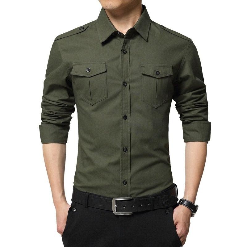 Camisa Masculina Manga Longa Militar Refined - FOXMENS