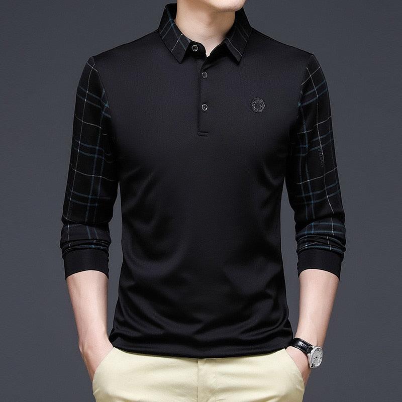 Camisa Polo Masculina de Manga Longa Casual Enthrall - FOXMENS